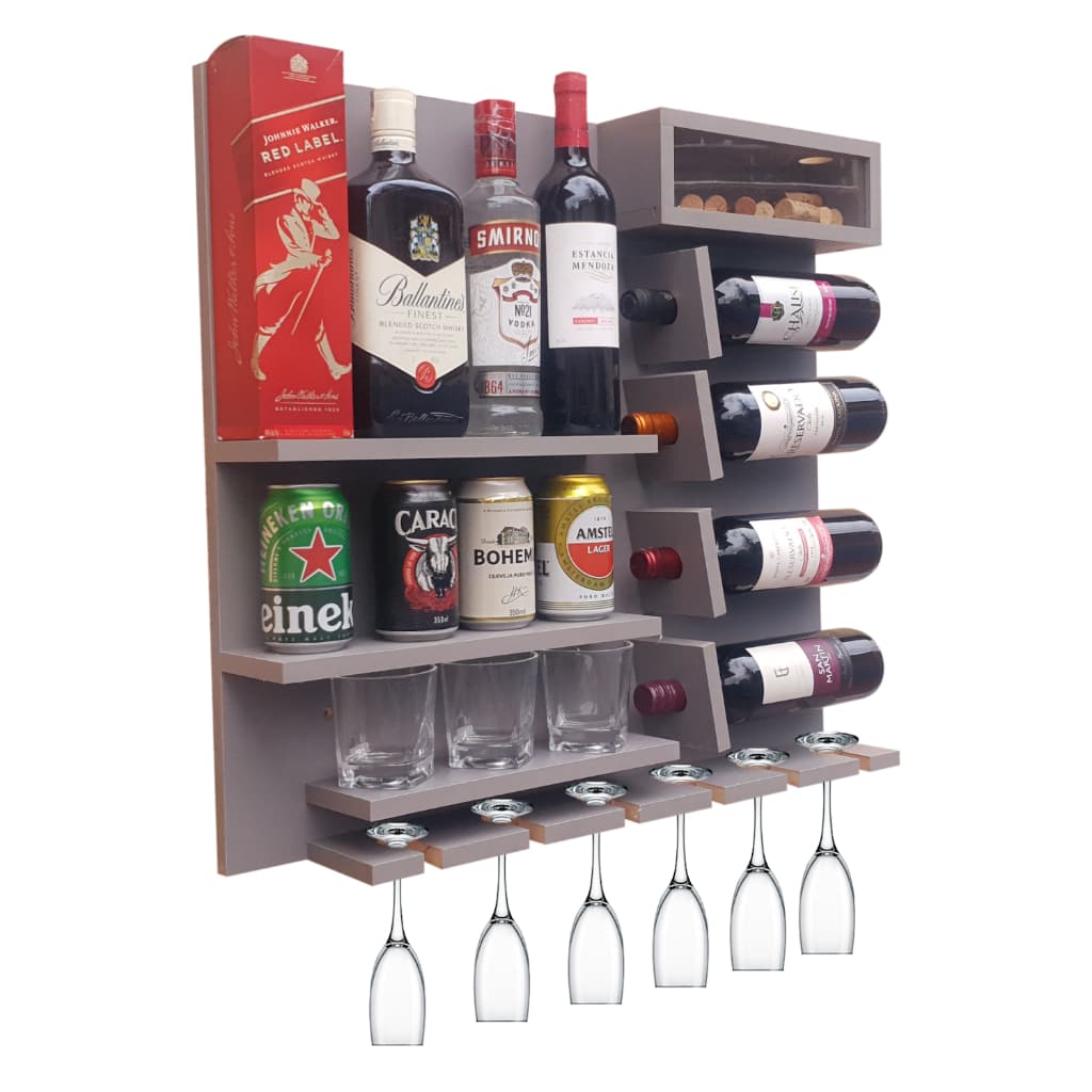 Barzinho Adega Bar Parede Porta Taças Rolhas Bebidas Vinho