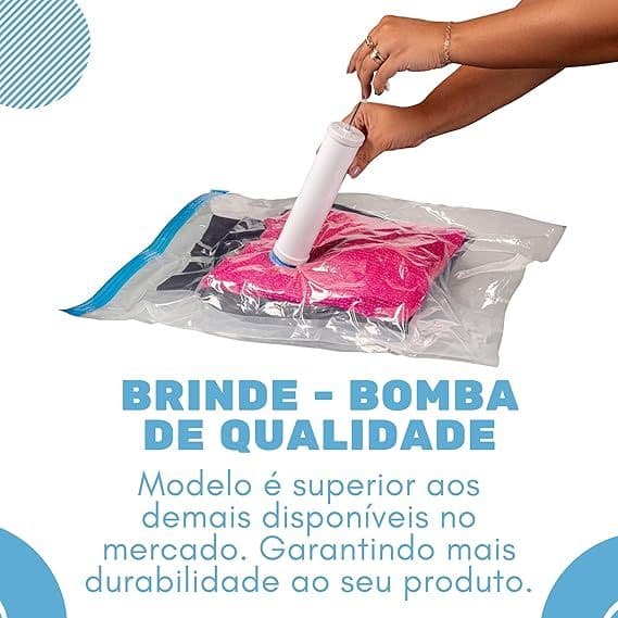 Kit 5 Saco a Vacuo + Bomba Mala Viagem