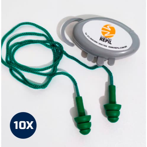 Kit Com 10 Pares Protetor Auditivo, Auricular  C/ Cordão Repil CA 10551