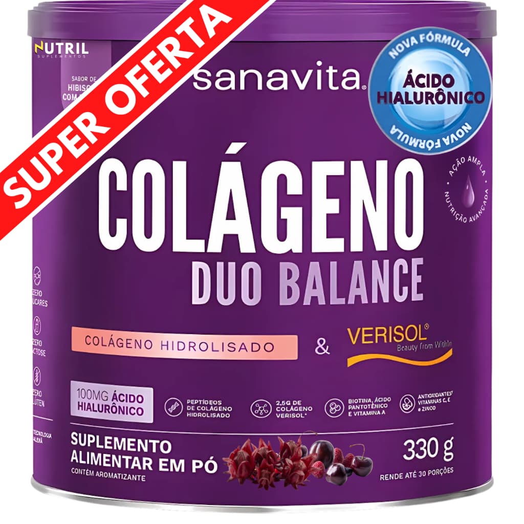 Colágeno Duo Balance Sanavita ( Hidrolisado + Verisol e Ácido Hialurônico ) - Pele e corpo