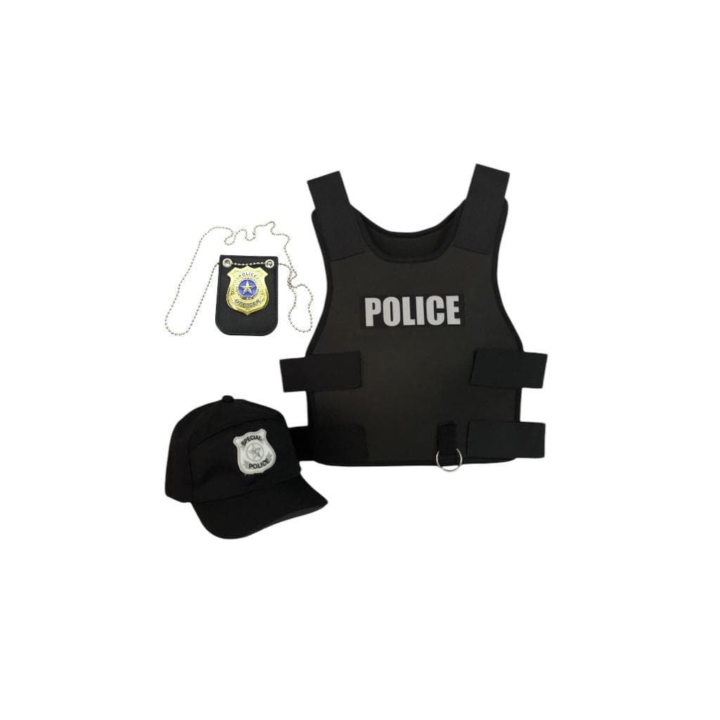 Fantasia Policial Infantil: Kit 1 - Colete e Boné e  Distintivo