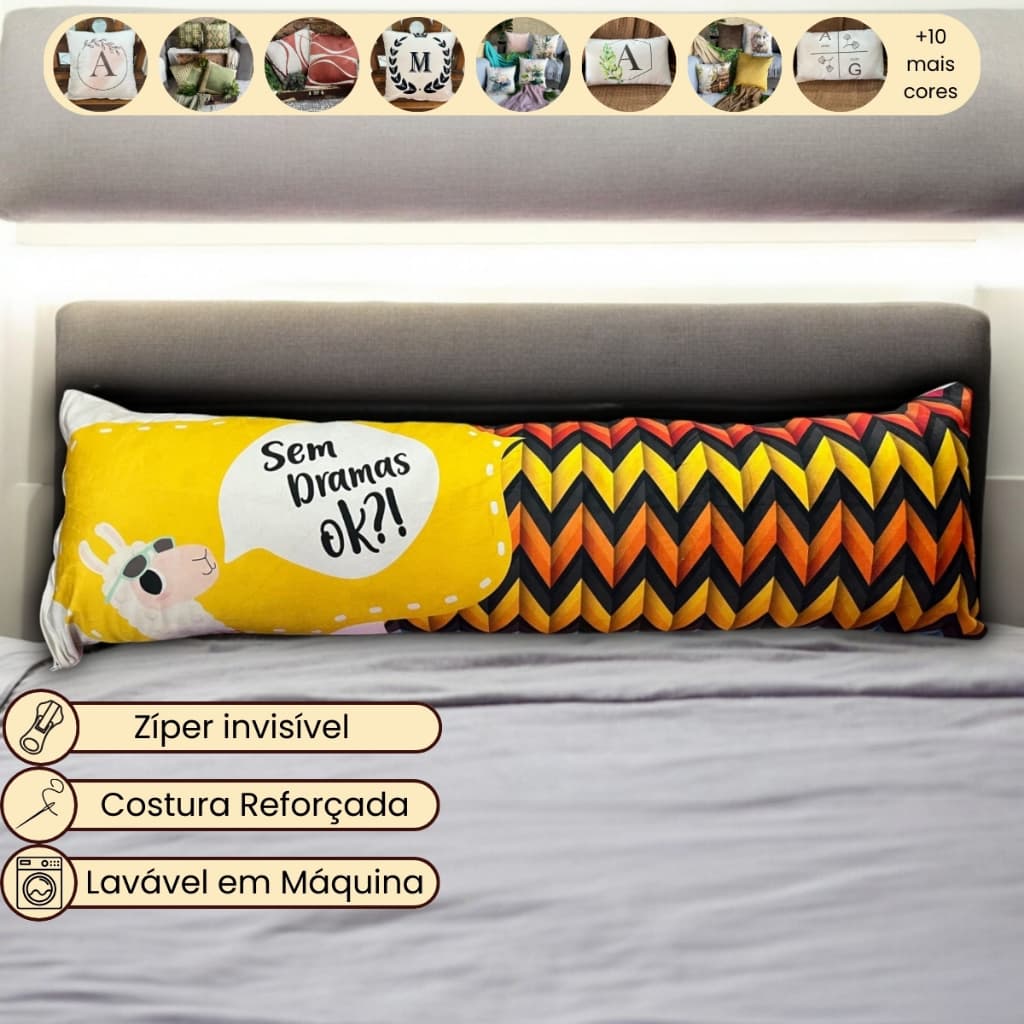 Capa de Travesseiro de Corpo Xuxão de Veludo 1,40x45 cm Decorativo para Cama