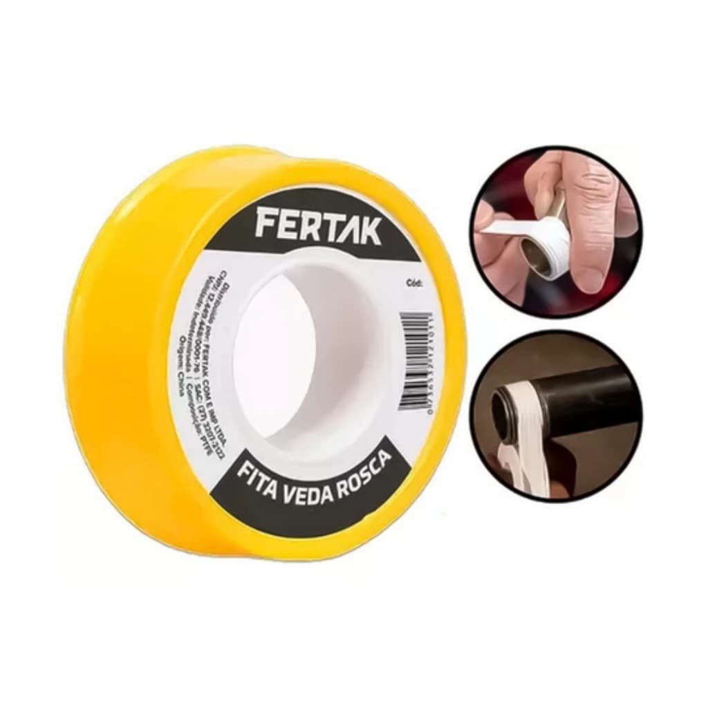 Fita Veda Rosca 18mm x 25m Vedação Hidráulica e Pneumática Tubo