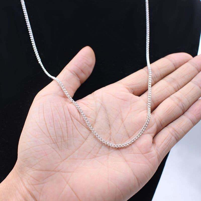 Conjunto de Colar e Pulseira Masculina em Aço Inoxidável Banhado a Prata 925 2.5 mm