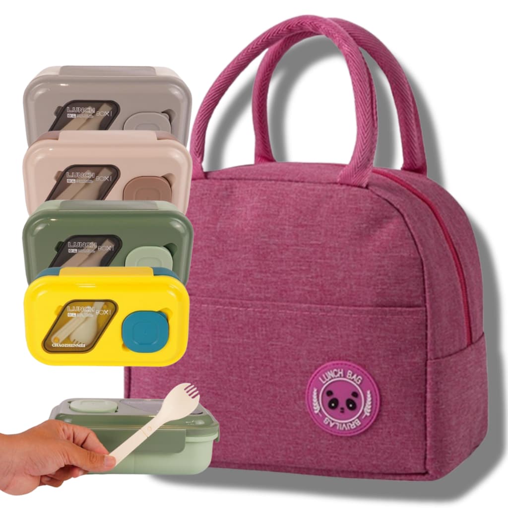 Kit Bolsa Térmica + Pote Térmico Feminina Masculina Lancheira Porta Marmita Lanche Bebida Estudante
