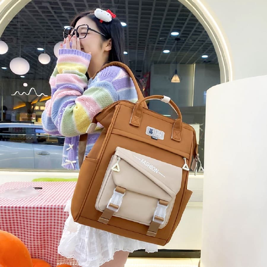 Bolsa Mochila Maternidade Passeio Creche Escola Bebê Menino Menina Impermeável Mescla Multifunção