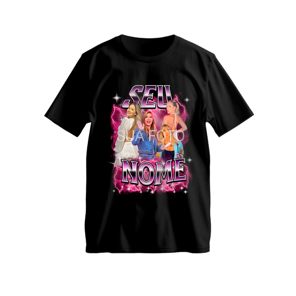Blusa Camiseta Personalizada Com Fotos E Nome Algodão Premium Estilo Bootleg Novidade Exclusiva