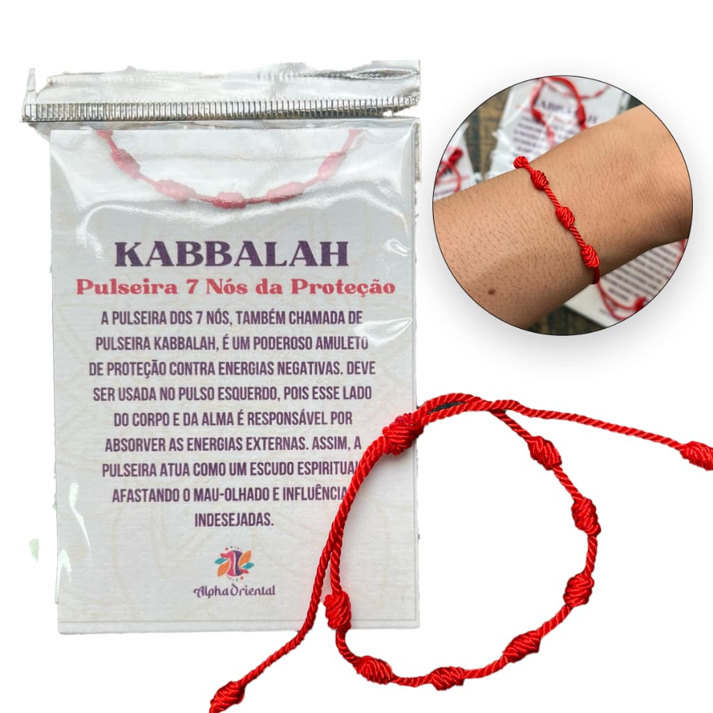 Pulseira 7 Nós Kabbalah Vermelha Contra Mal Olhado Inveja Adulto Regulável