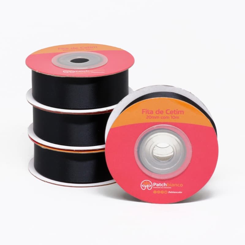 Fita De Cetim Preta - 10m x 20mm