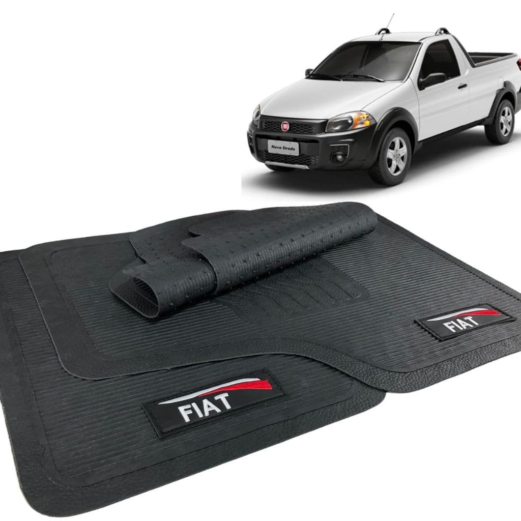 Tapete para Carro Strada Working Borracha com Logo Fiat