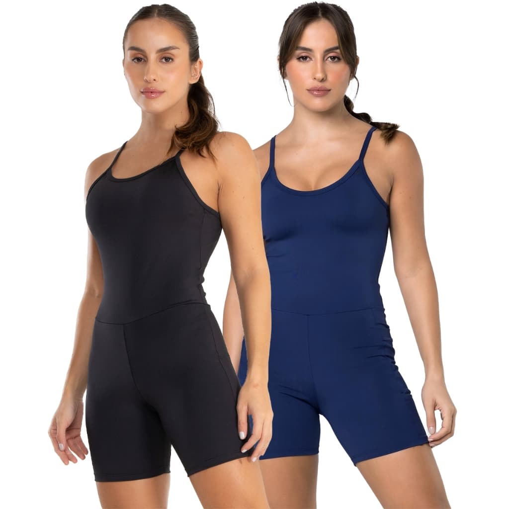 Kit 2 Macaquinhos Fitness Alcinha Slim Zero Transparência Academia Macacão Corrida Pilates 048