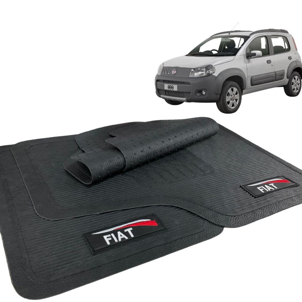 Tapete para Carro de Borracha Fiat Uno Way 2011 2012 2013 Com logo