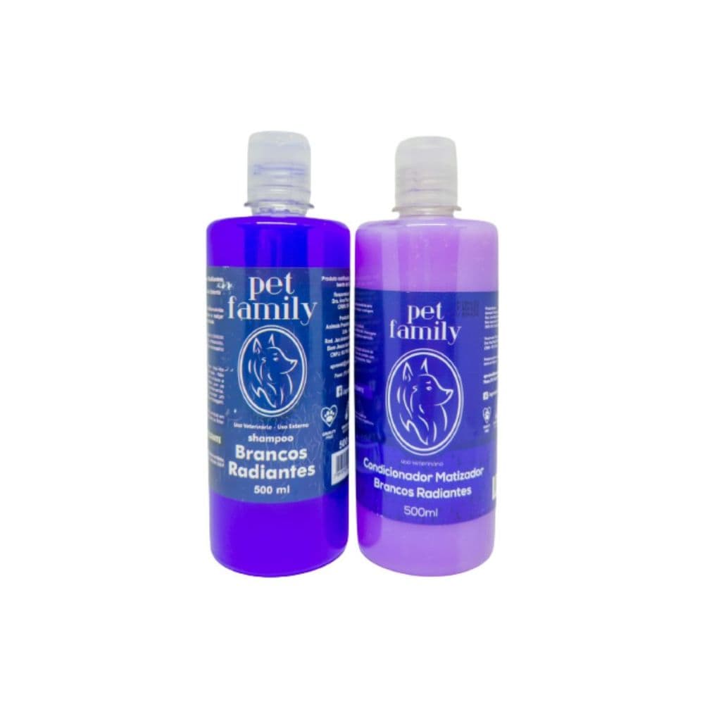 Kit Shampoo Branqueador Pet + Condicionador Clareador Pet 500 ml Pet Family