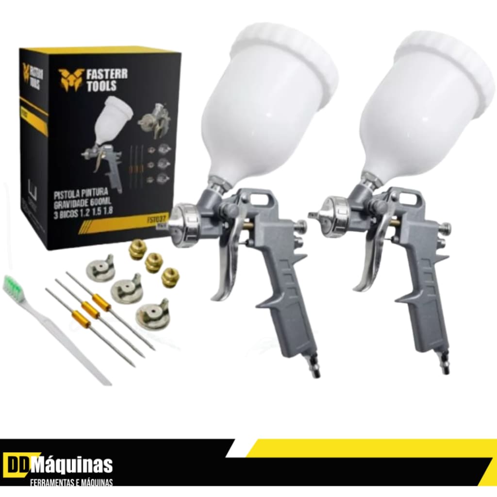 Kit com 2 Pistolas De Pintura De Alta Pressão 600ml Profissional  FST037  - FASTERR