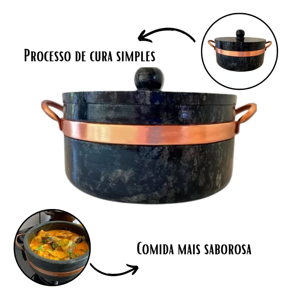 Panela Wok De Pedra Sabão  de 2 Litros Cozinha  Òtimo Presente de Natal