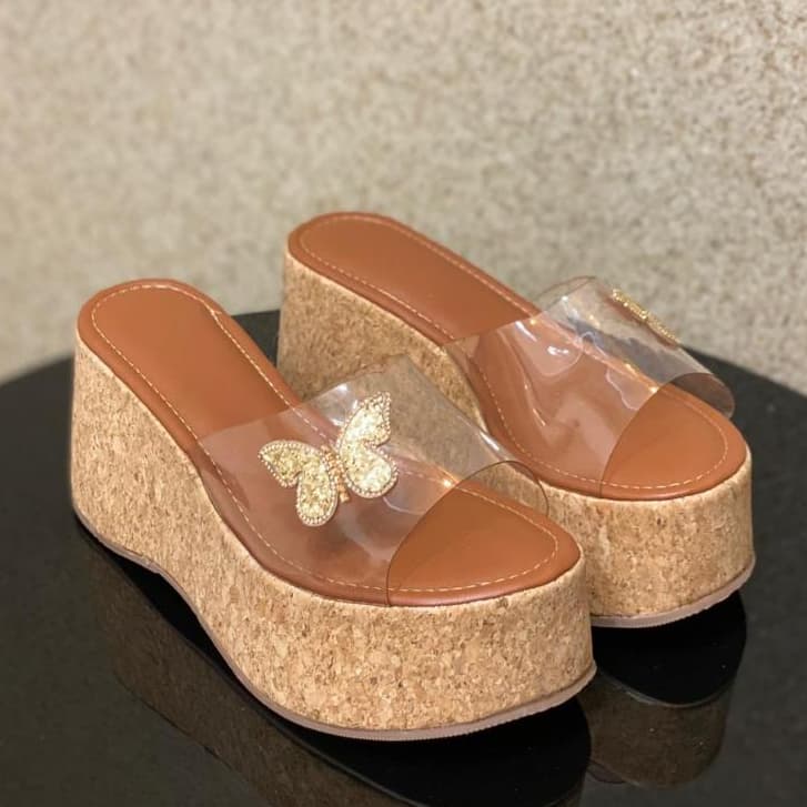 Tamanco Feminino Casual Tamanco Sandalia Anabela Confortavel Macio Salto Grande Moda Feminina lançamento