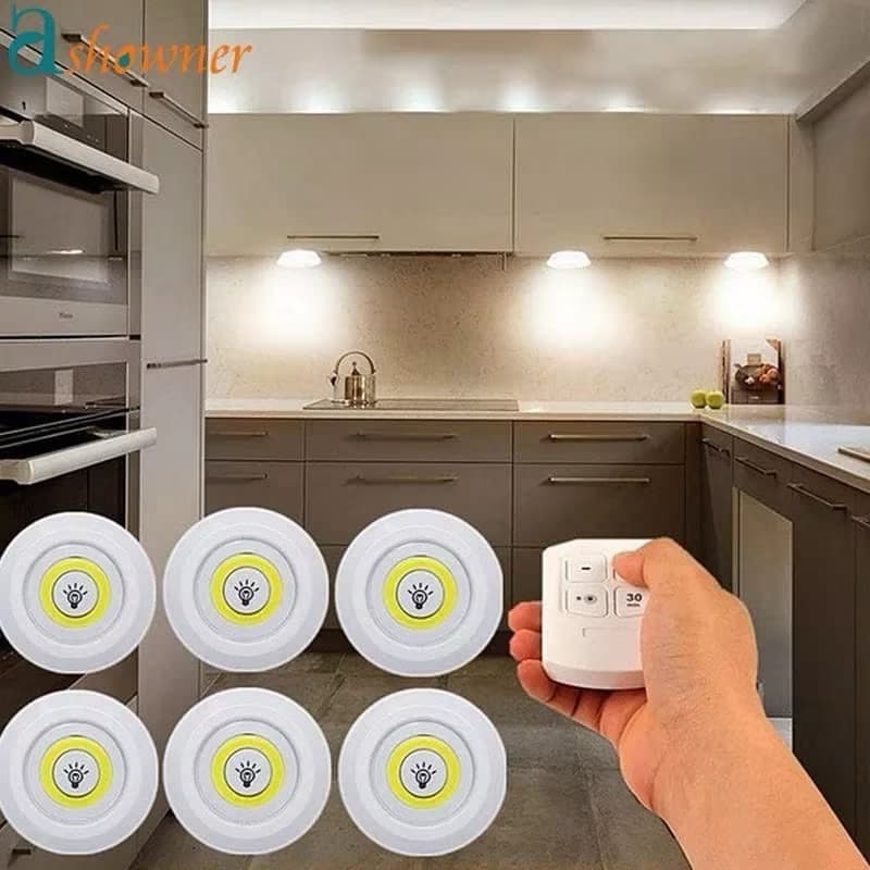 Luminária Kit 3 Lâmpada Led Spot Sem Fio Controle Remoto Lâmpada Led laifutils Ref:(Jy-31D-B)