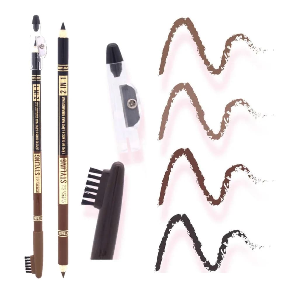 Lápis de Olhos e Sobrancelhas 2 em 1 com Escova Pink 21