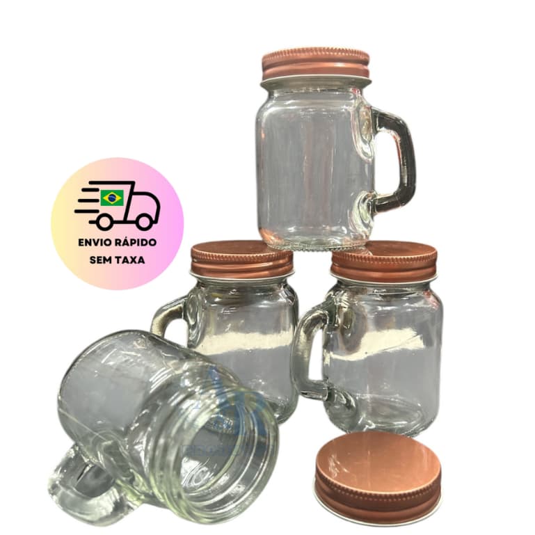 Kit 4 Potes Vidro Para Condimentos e Temperos Com Tampa Rosca Rose 130ml Decoradivo para Cozinha