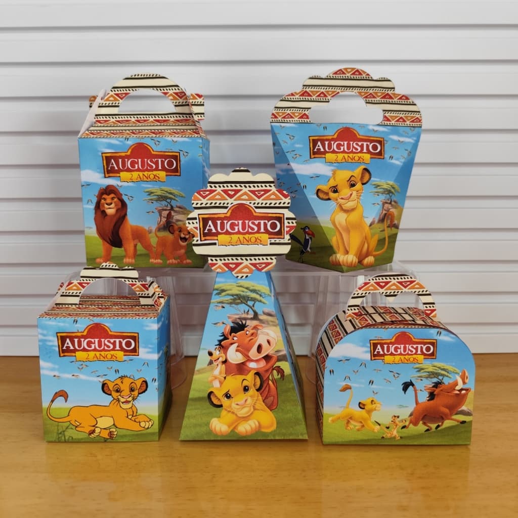 Kit Festa Personalizados Rei Leão – Lembrancinhas e Caixinhas para Aniversário – PEGUE E MONTE