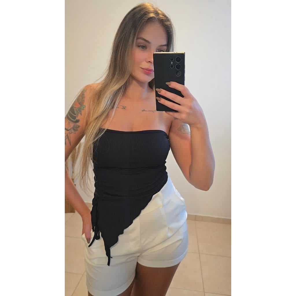 Blusa Feminina Top feminino Assimétrico Tomara que caia feminino