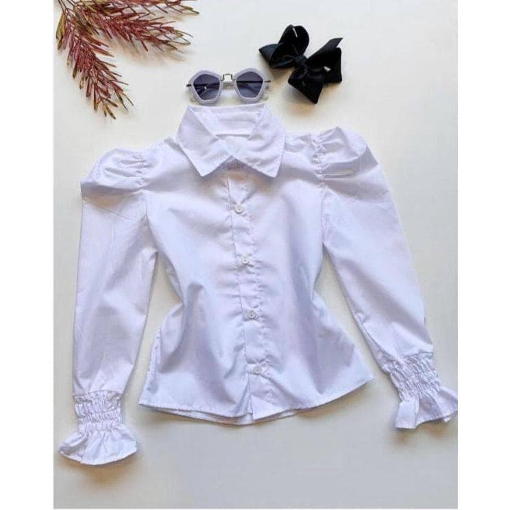 Camisa Social Branca Infantil Para Meninas