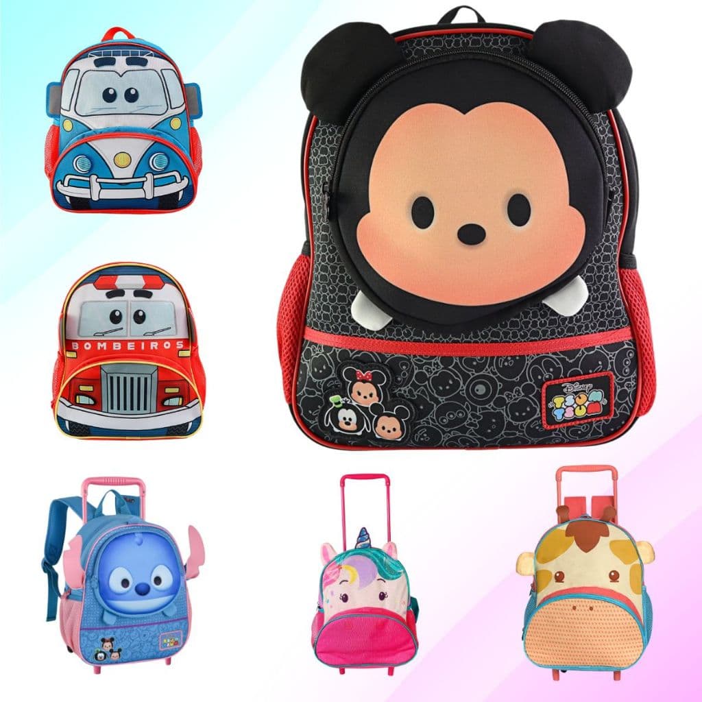 Mochila Escolar Infantil Mickey Alça De Costas Clio Menino Menina Original Bolsa Grande Passeio Creche Resistente