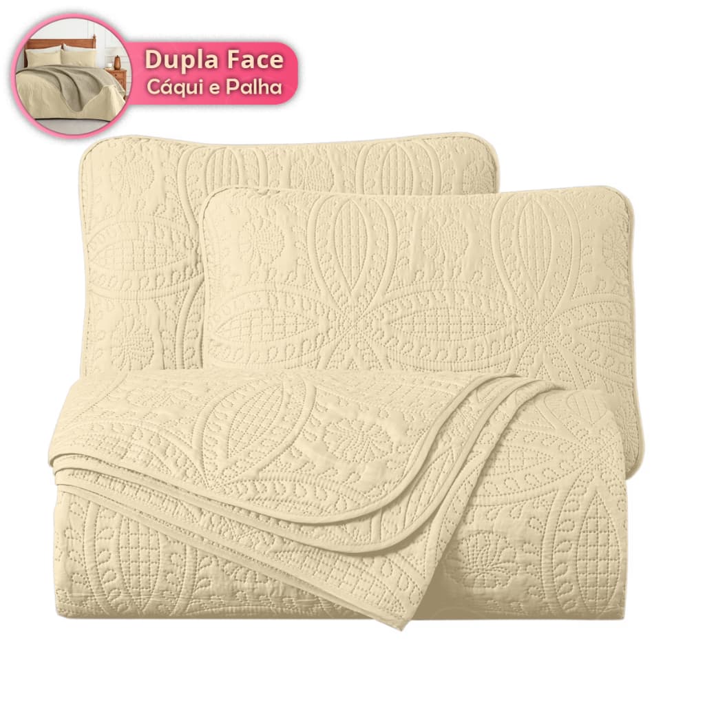 Kit Cobre-Leito Toque Suave com Detalhe Matelado Ultrassônico-Durabilidade e Conforto-CL