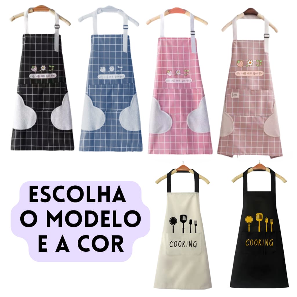 Avental de Cozinha Impermeável não molha PVC Bolso Duplo Confeitaria Churrasco Lanchonete Bar