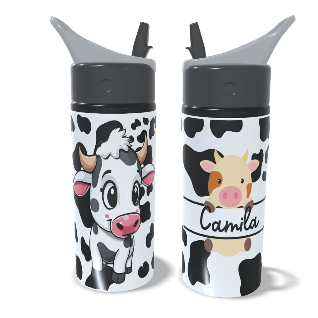 Garrafa Squeeze Personalizada com Nome Vaquinha Fofa Vaca Presente