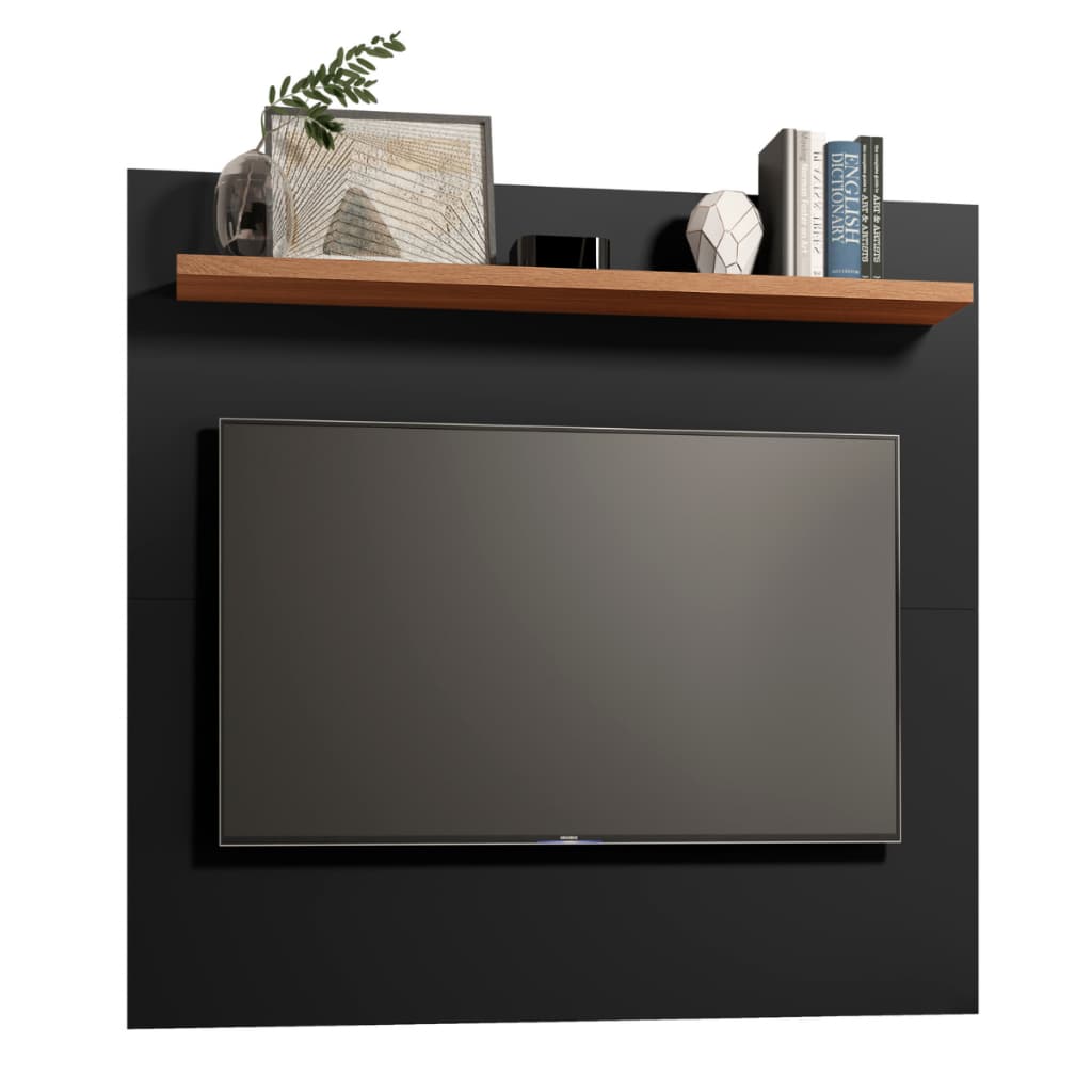 Painel Dubai TV 32 Suspenso Rack Sala Estante Quarto Design Moderno Preto Freijo