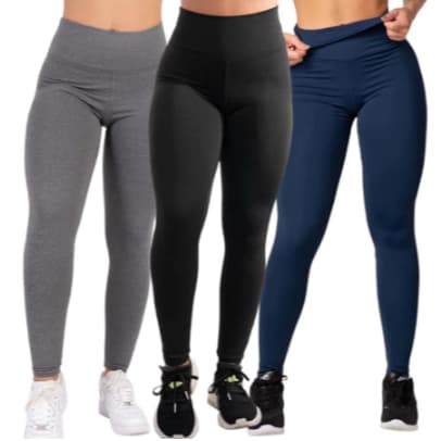 Kit 5 Calça Legging Suplex P ao GG Tecido Não dá Alergia/ feminina/ básica/academia
