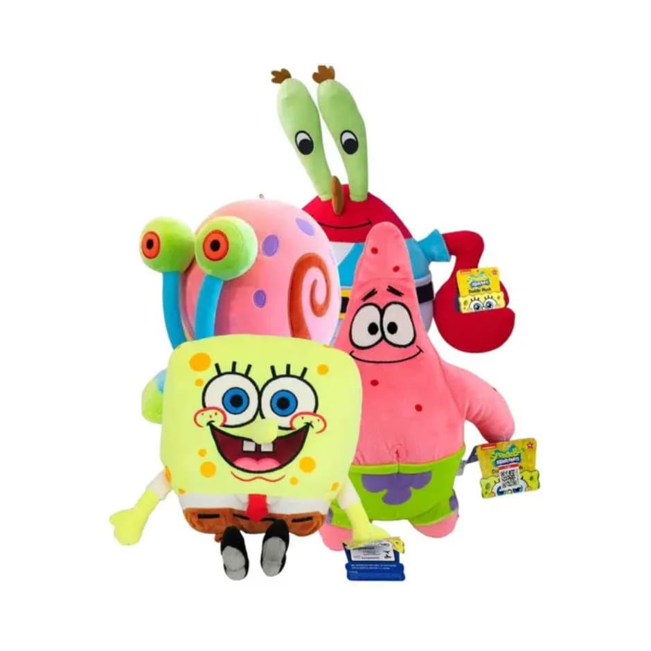 Pelúcias Bob Esponja, Patrick, Gary e Sirigueijo
