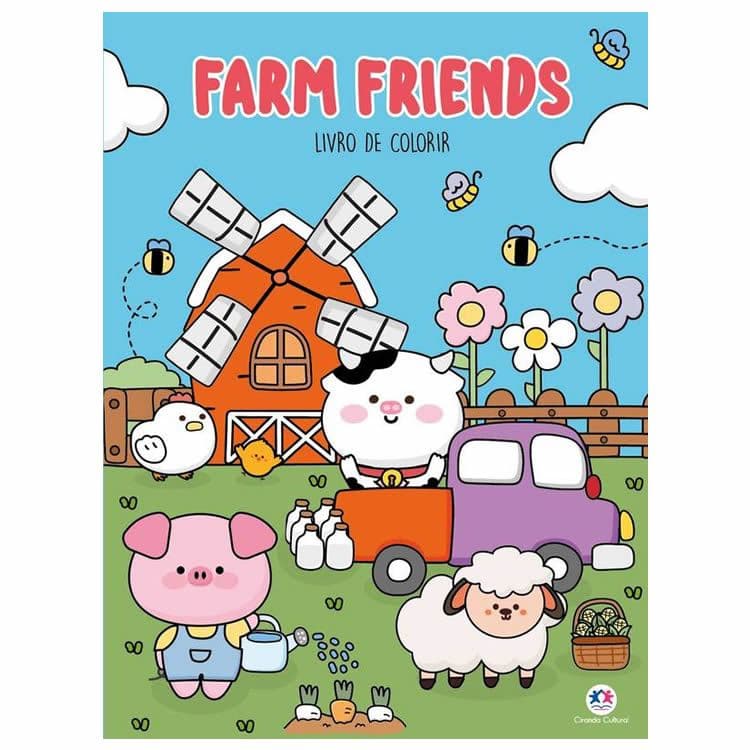 Livro de Colorir Comfy & cozy books Farm Friends Amigos da Fazenda, ajuda no alivio do estresse e melhora a concentração