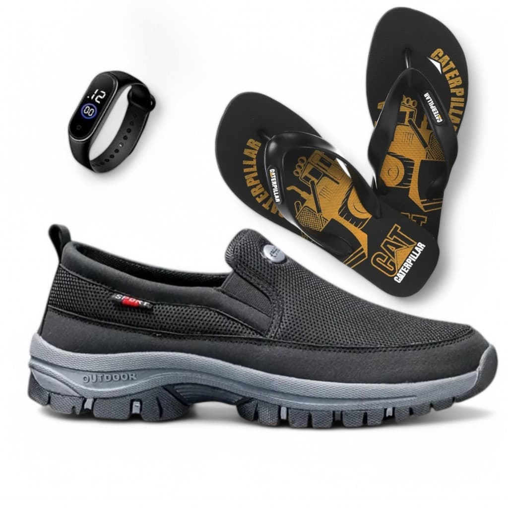 Kit Mocassim Tênis Sapatilha Masculino Moderno Conforto ao Seus pés Mais Chinelo e Relógio Digital Envio Imediato