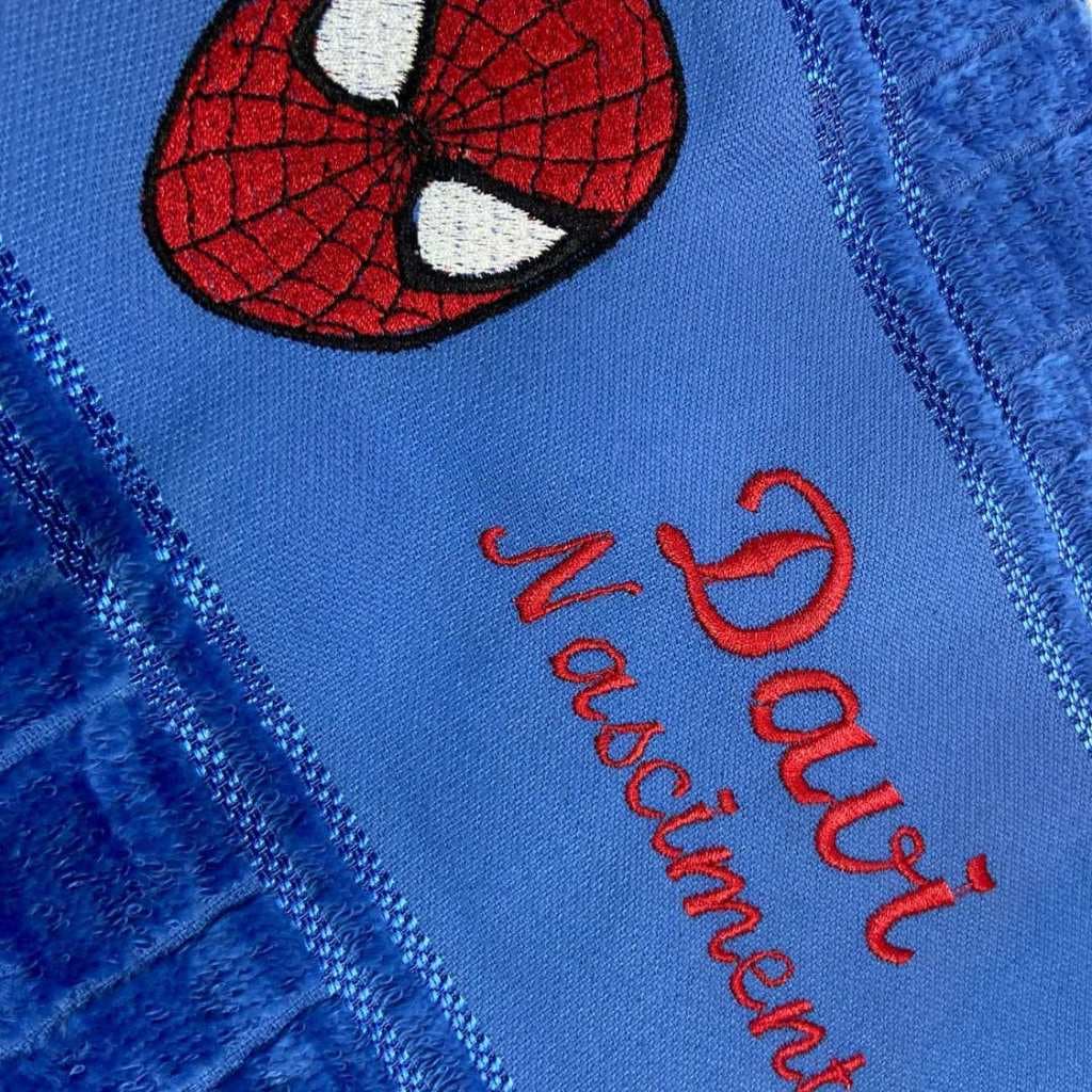 Toalha de Mão Bordada Máscara Homem Aranha + Nome Personalizado|Volta às aulas