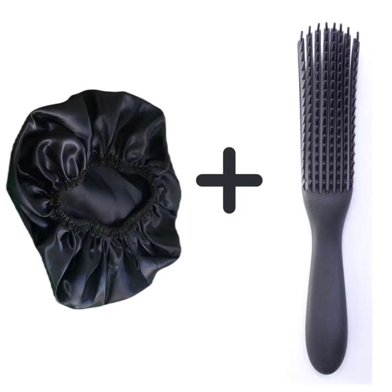 Kit De 1 Escova Polvo + 1 Touca Cetim Cuidados Com o Cabelo