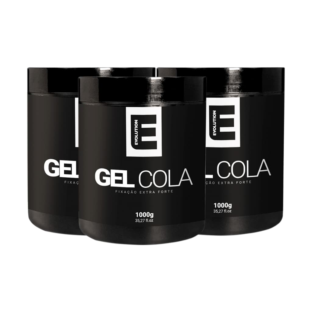 3 UNI GEL COLA 1KG EVOLUTION BARBER - GEL FIXADOR EXTRAFORTE PARA CABELO