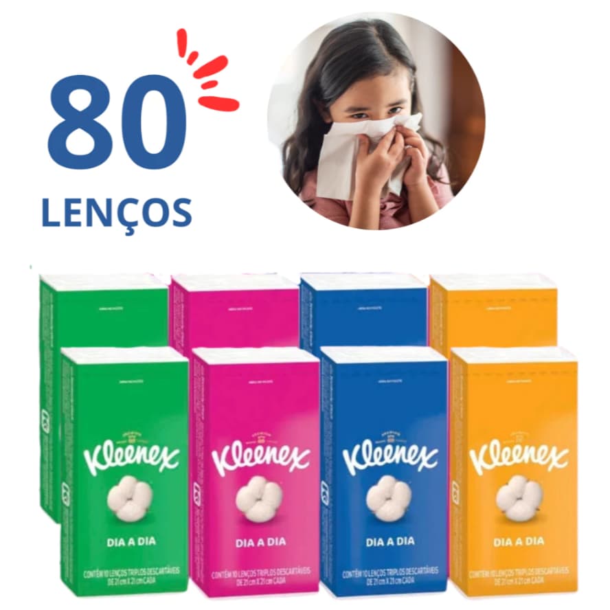 Kit 80 Lenços de Papel Kleenex Triplo Suaves Pacotes de Bolso p/ Casamento