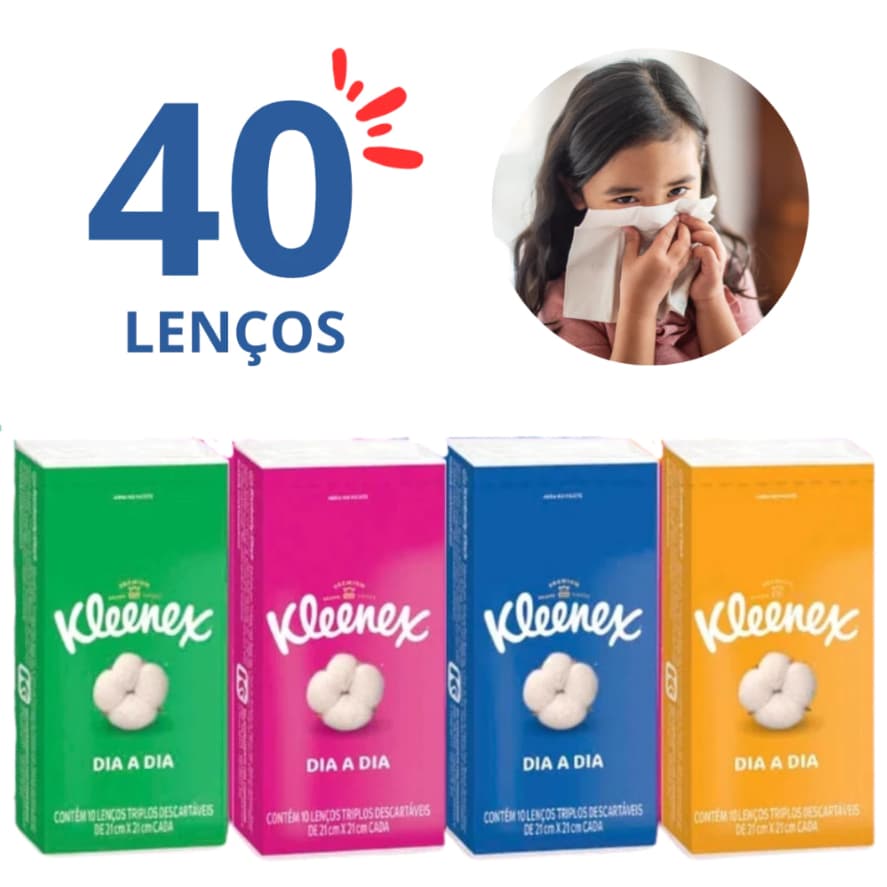 Kit 40 Lenço de Papel Kleenex Triplo Suaves Pacotes de Bolso p/ Casamento