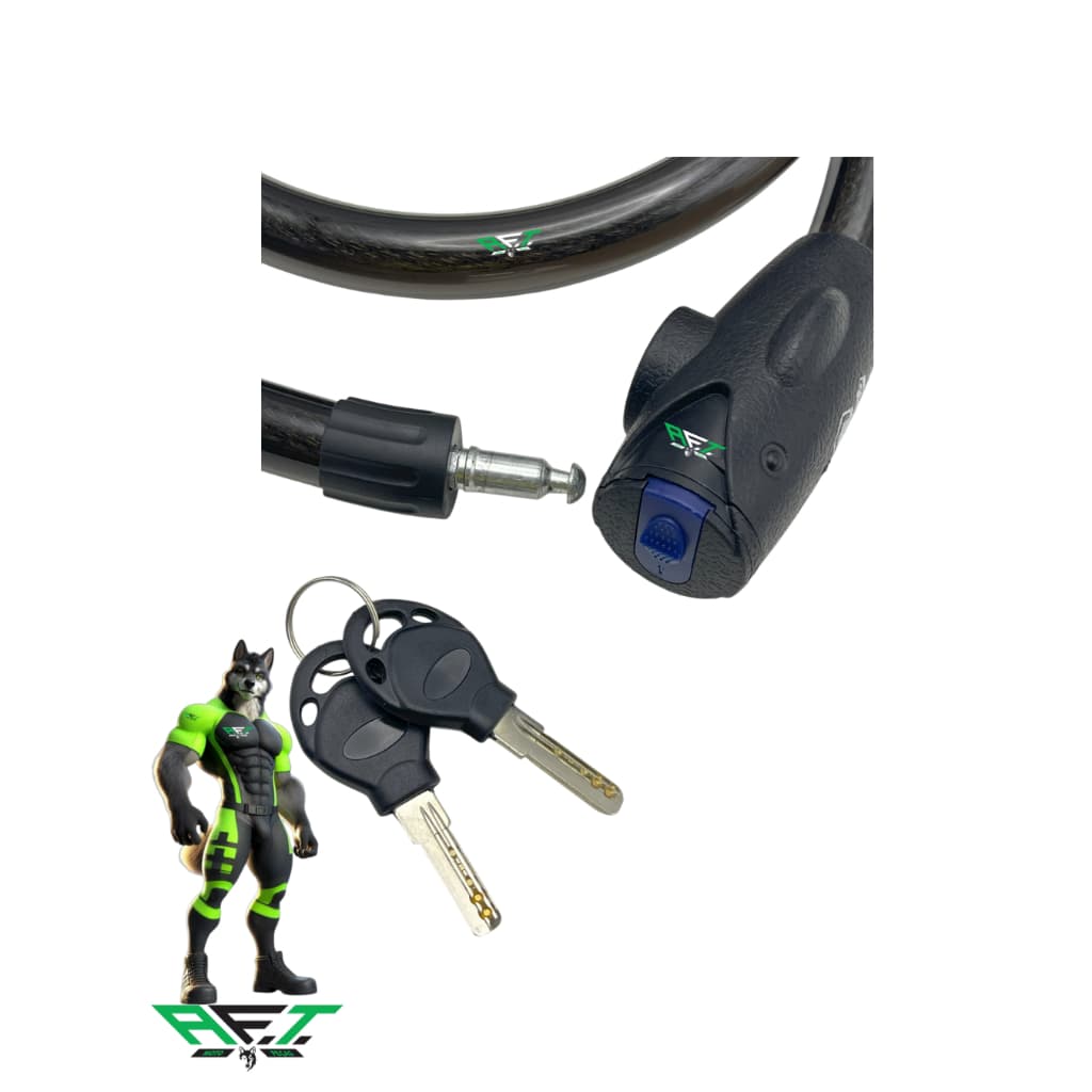 Trava Cabo De Aço Cadeado Segurança Bike Moto Com Chave Espiral Anti-Roubo 22MM X 1500 MM