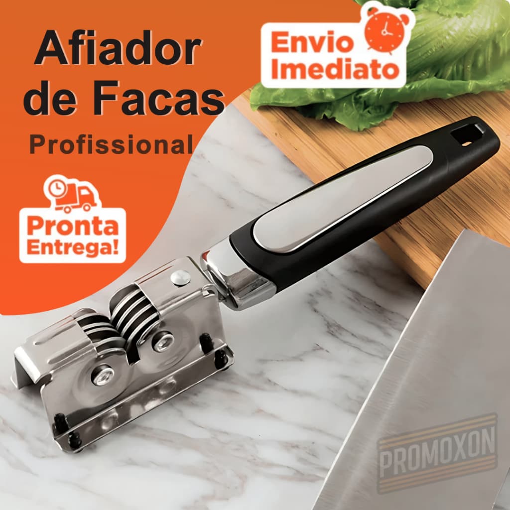 Afiador de Facas Profissional Afiador de Faca Tesoura Canivete de Aço Inox Prático para Cozinha Restaurante Lanchonete