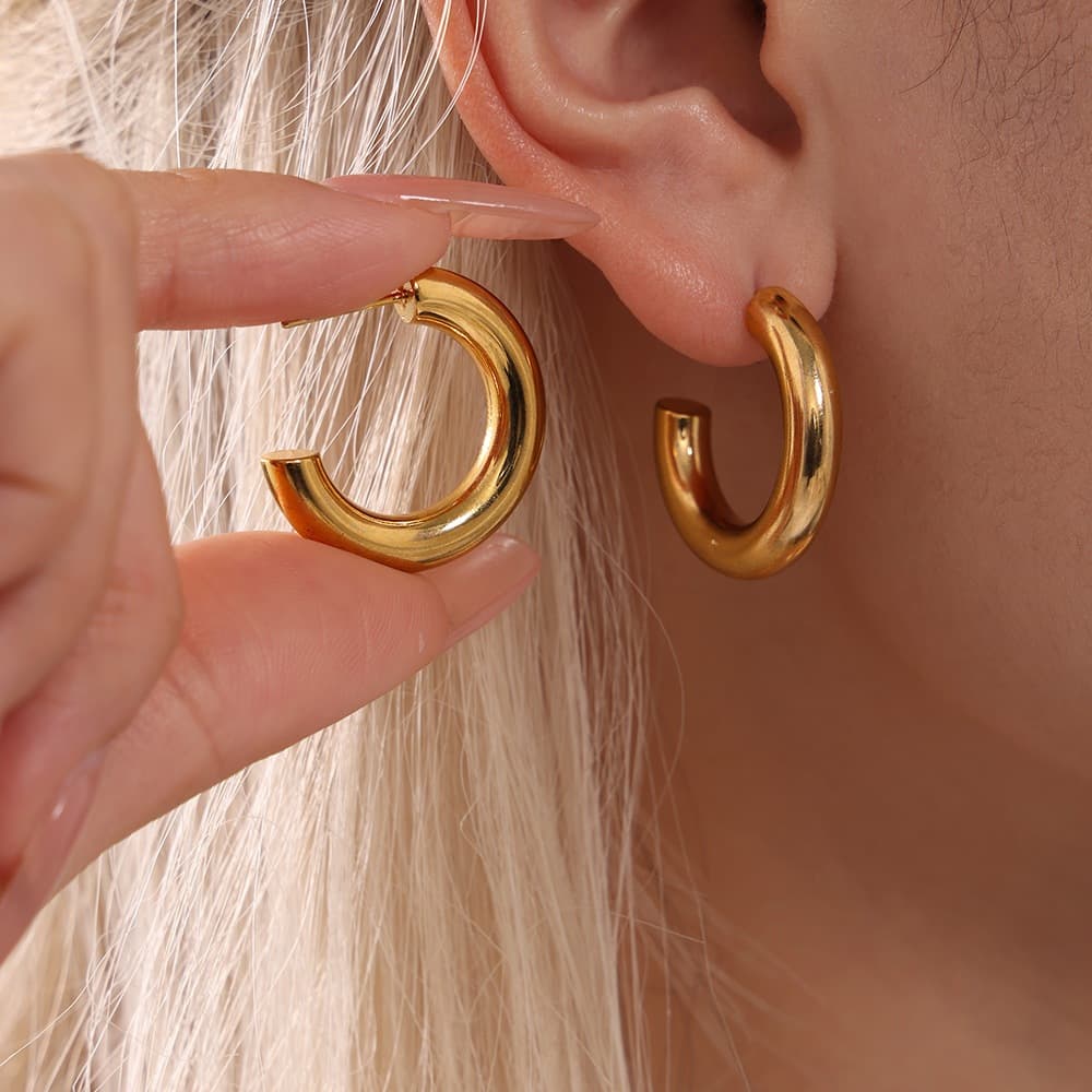 1 Par/set Simples Pequeno Círculo Brincos Moda Feminina Geometria C Em Forma De Argola Acessórios De Jóias