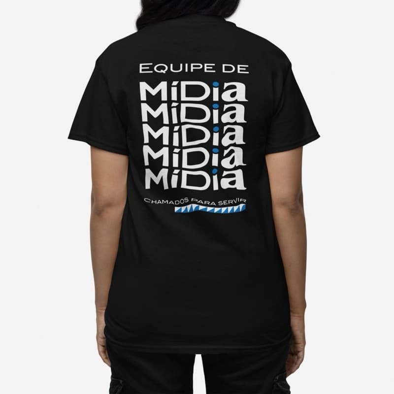 Camiseta Unissex Equipe de Mídias Algodão Caimento Perfeito
