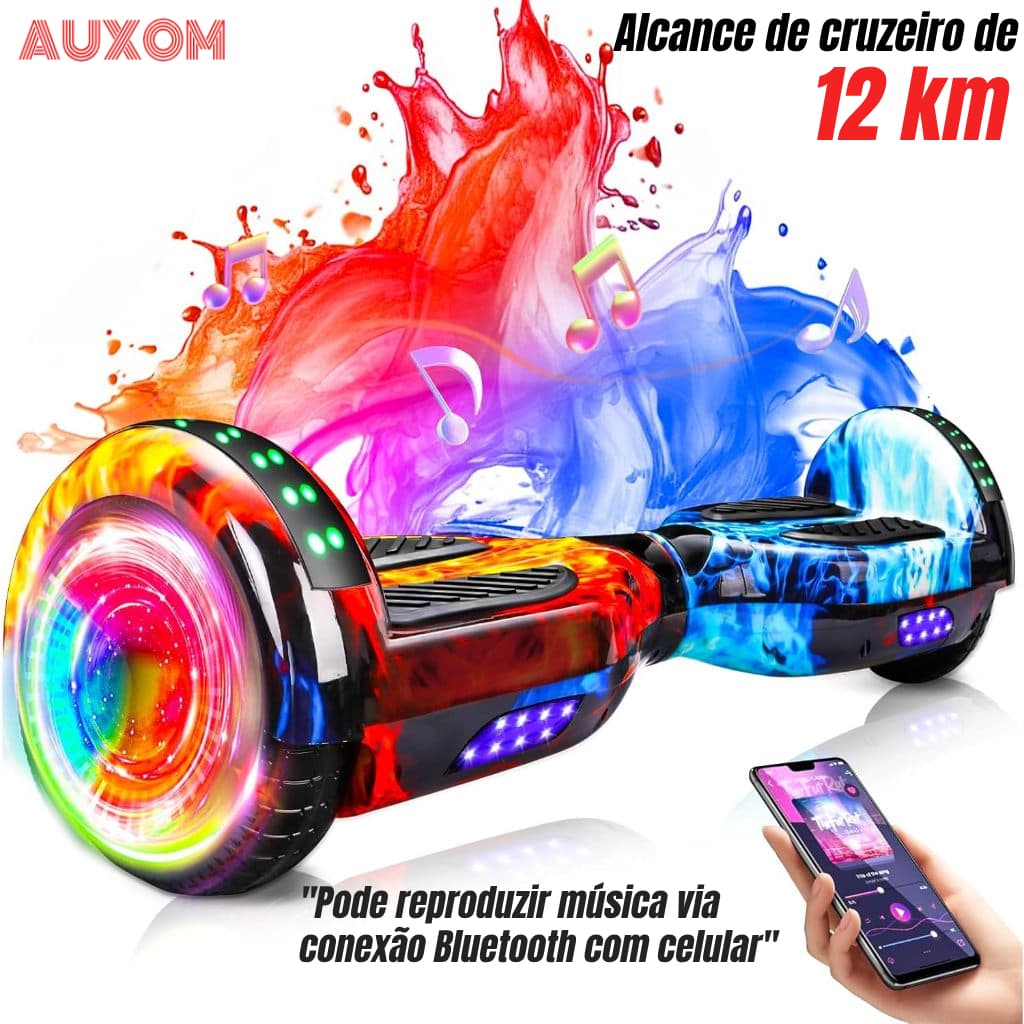 6,5" Infantil Hoverboard Skate com Música Bluetooth Iluminação e Motor de 600W para Meninos e Meninas-Brinquedos Premium