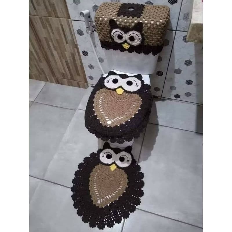 kit 2 tapetes de crochê corujinha feliz corujinha 🦉