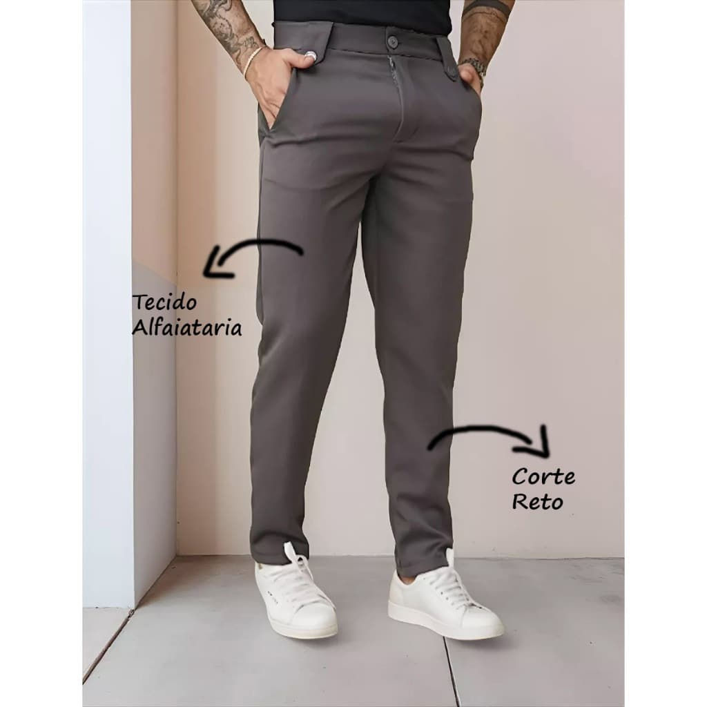 Calça Alfaiataria Italiana Corte Reto Estilosa Premium
