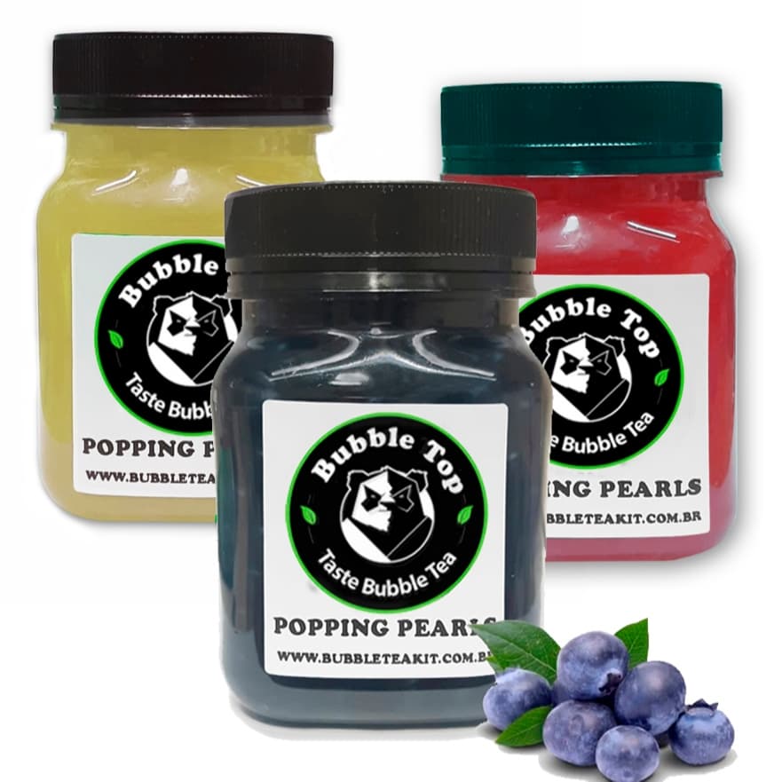 3 Potes Bubble Tea 280grs cada - Chá Tea Fruit Mix Boba Suco Bolinhas Top