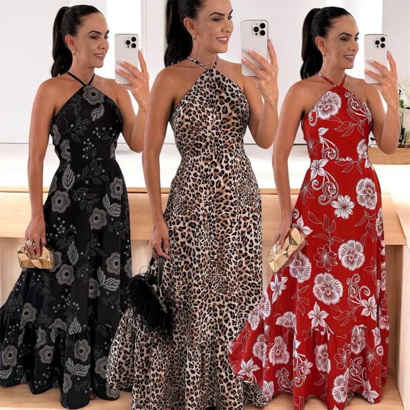 vestido longo frente única