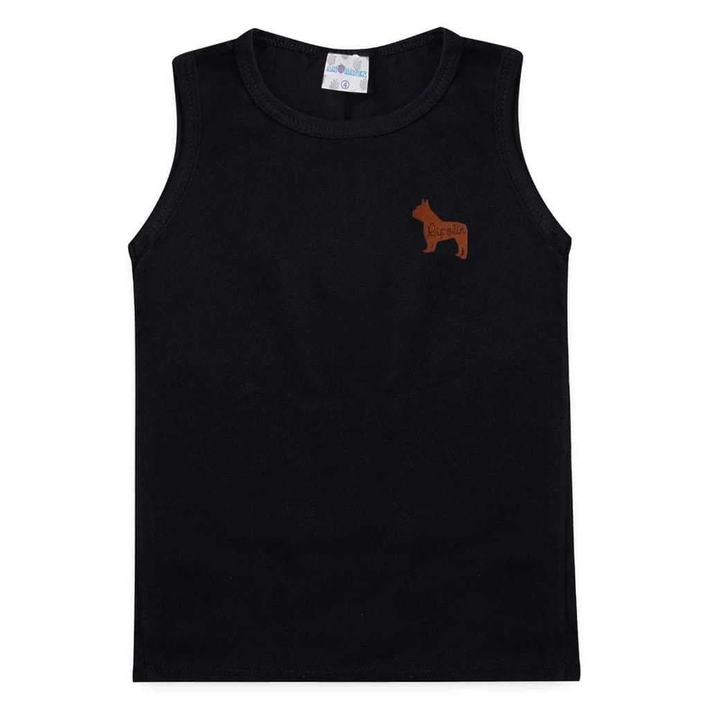 Regata Bebê Infantil Juvenil Masculina Com Aplique Logotipo Verão Blusa Machão Menino Tamanhos 1 2 3 4 6 8